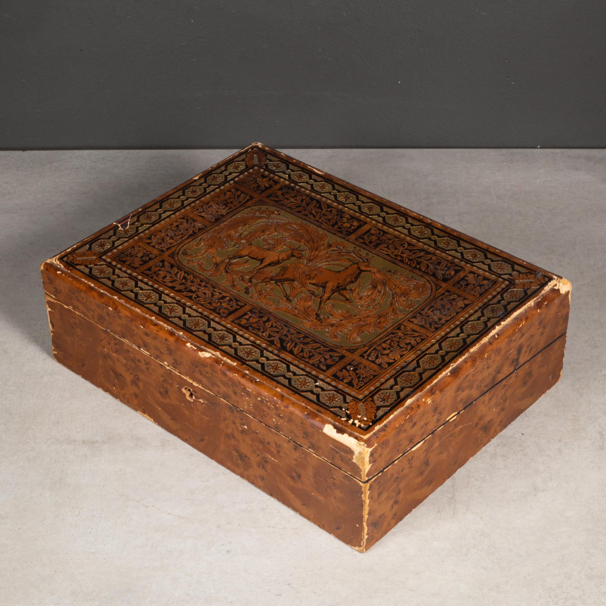 19th Century 19th c. Embossed and Gilded Lap Desk For Sale