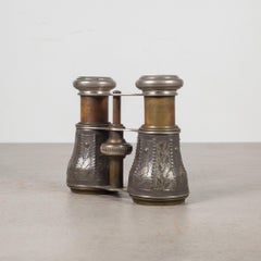 19th c. Embossed Pewter and Brass Opera Binoculars, c.1880s