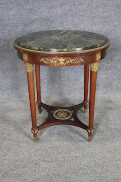 19TH C Empire Bronze Mounted Marble Top Round Table