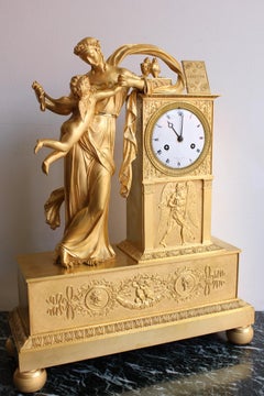 19th Century Empire Clock "Winged Love" with Lepaute Dial