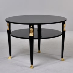 19th C Empire Ebonised Round Table with Brass Figural Mounts
