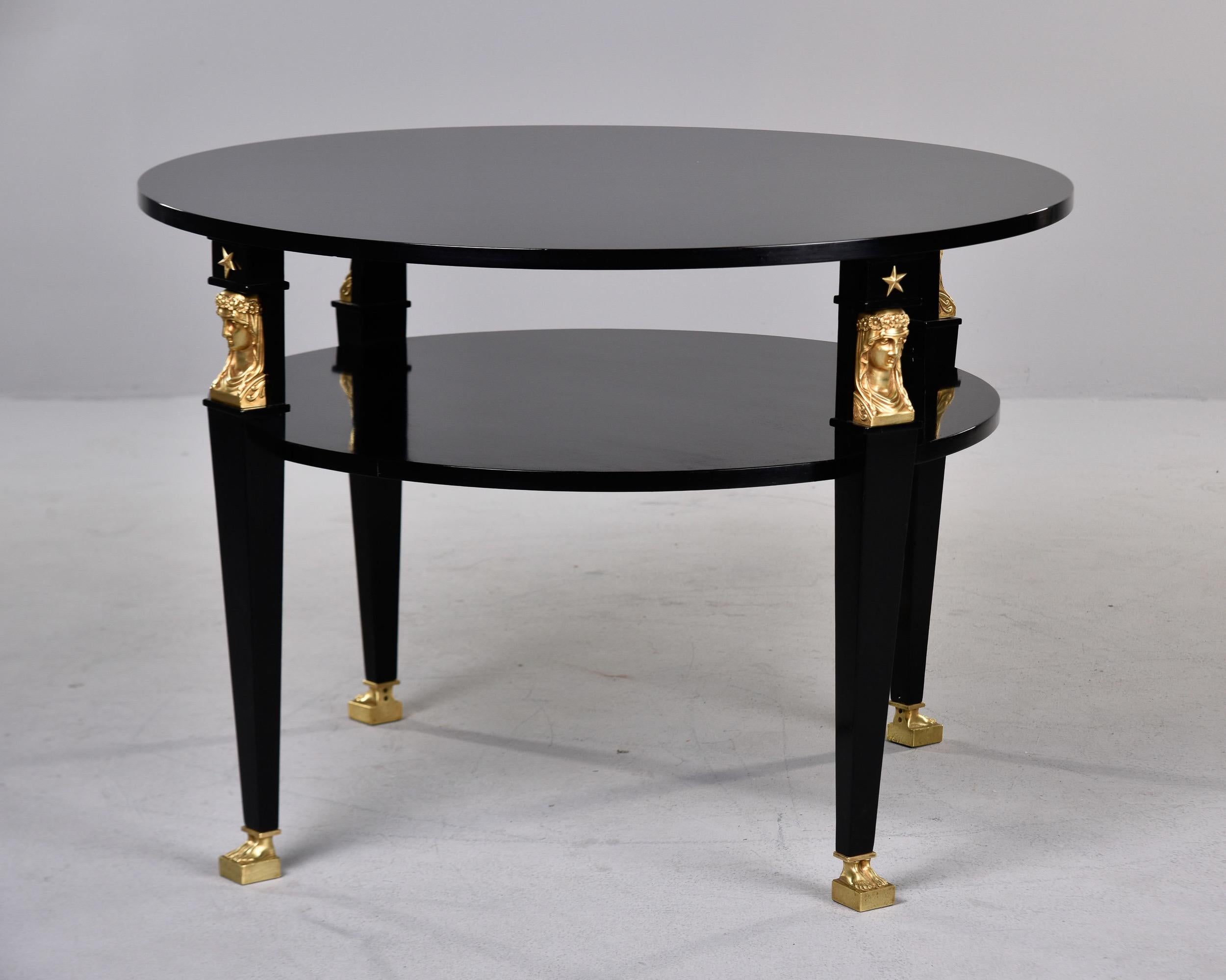 French 19th C Empire Ebonised Round Table with Brass Figural Mounts For Sale