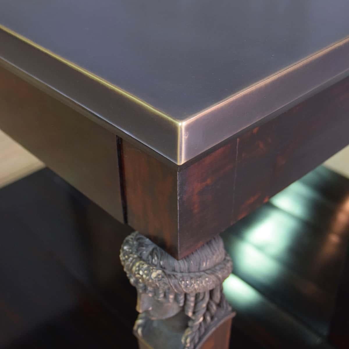 19th C. Empire Style Mahogany Console with Bronze Caryatid and Mirrored Back For Sale 2