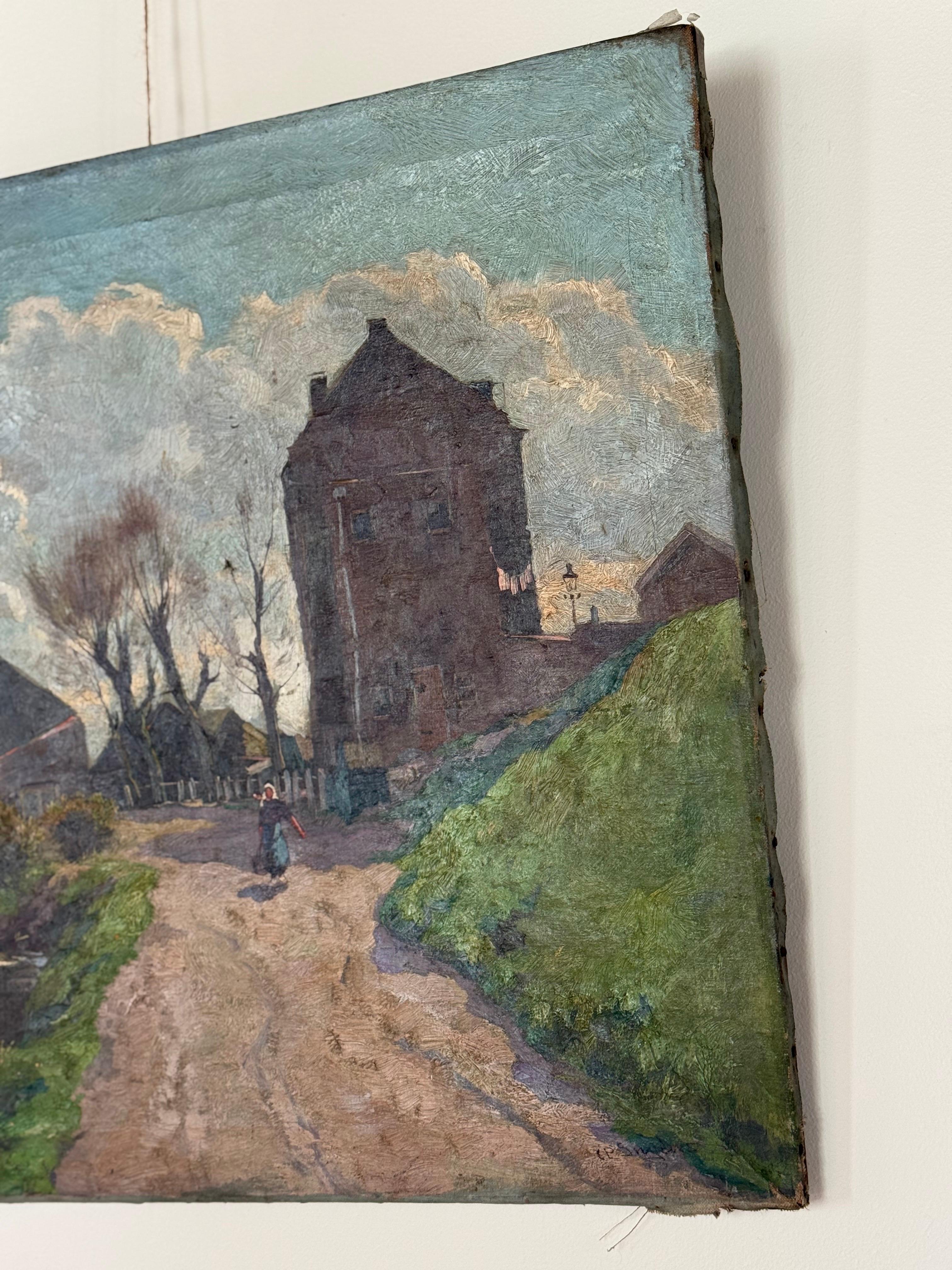 XIX secolo A.I.C. olio su tela paesaggio In condizioni buone in vendita a Hudson, NY