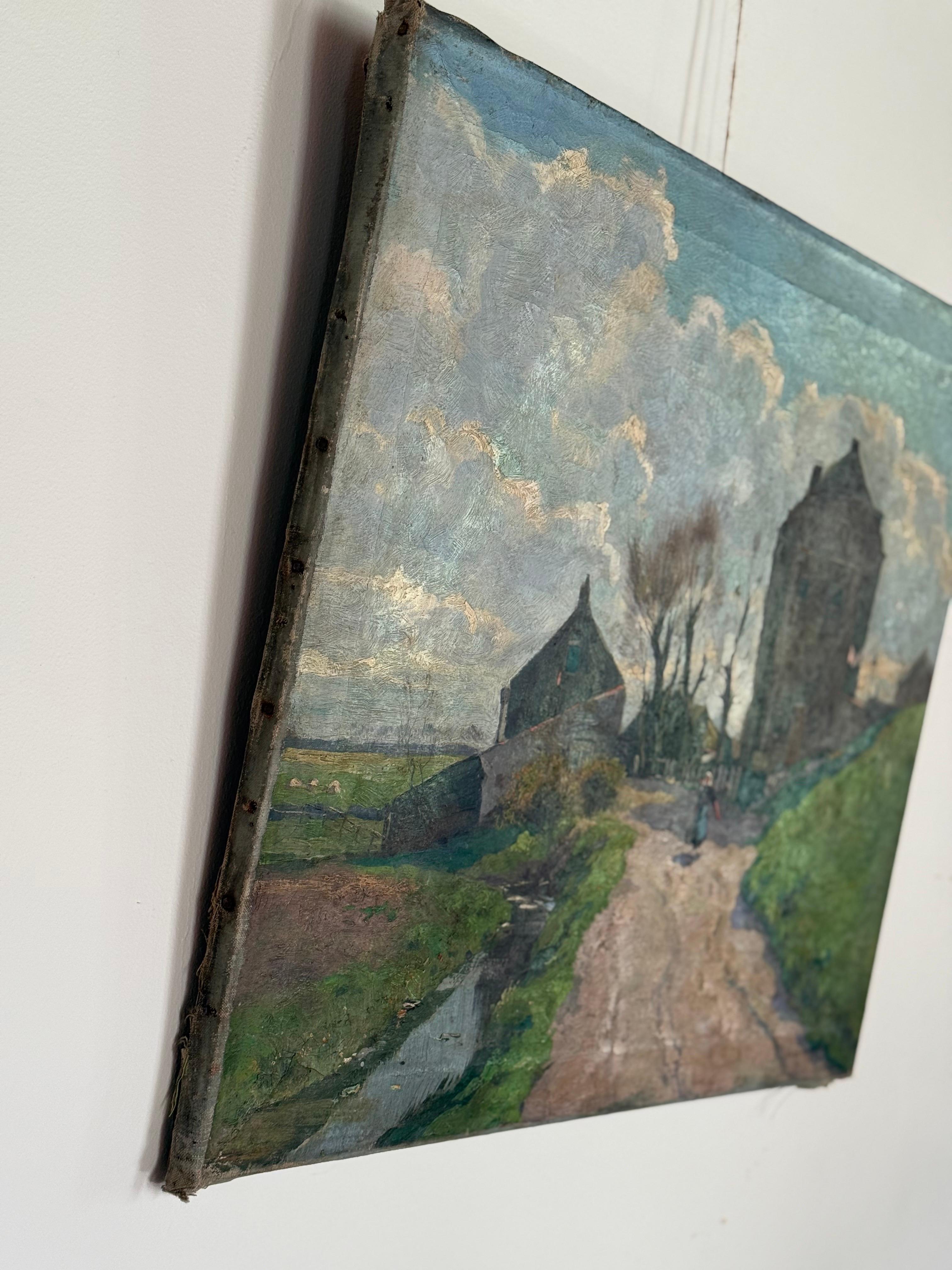 XX secolo XIX secolo A.I.C. olio su tela paesaggio in vendita