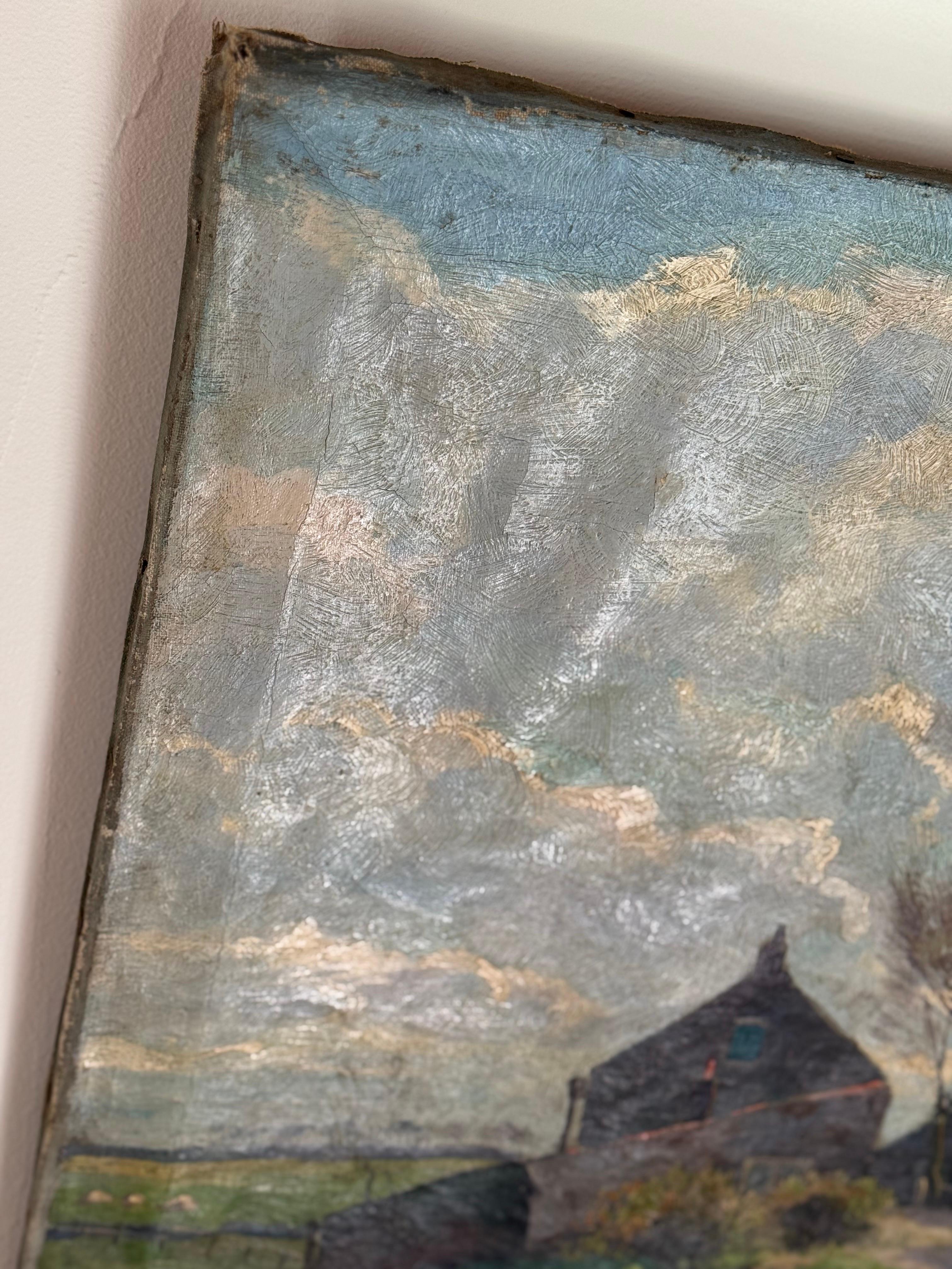 Tela XIX secolo A.I.C. olio su tela paesaggio in vendita