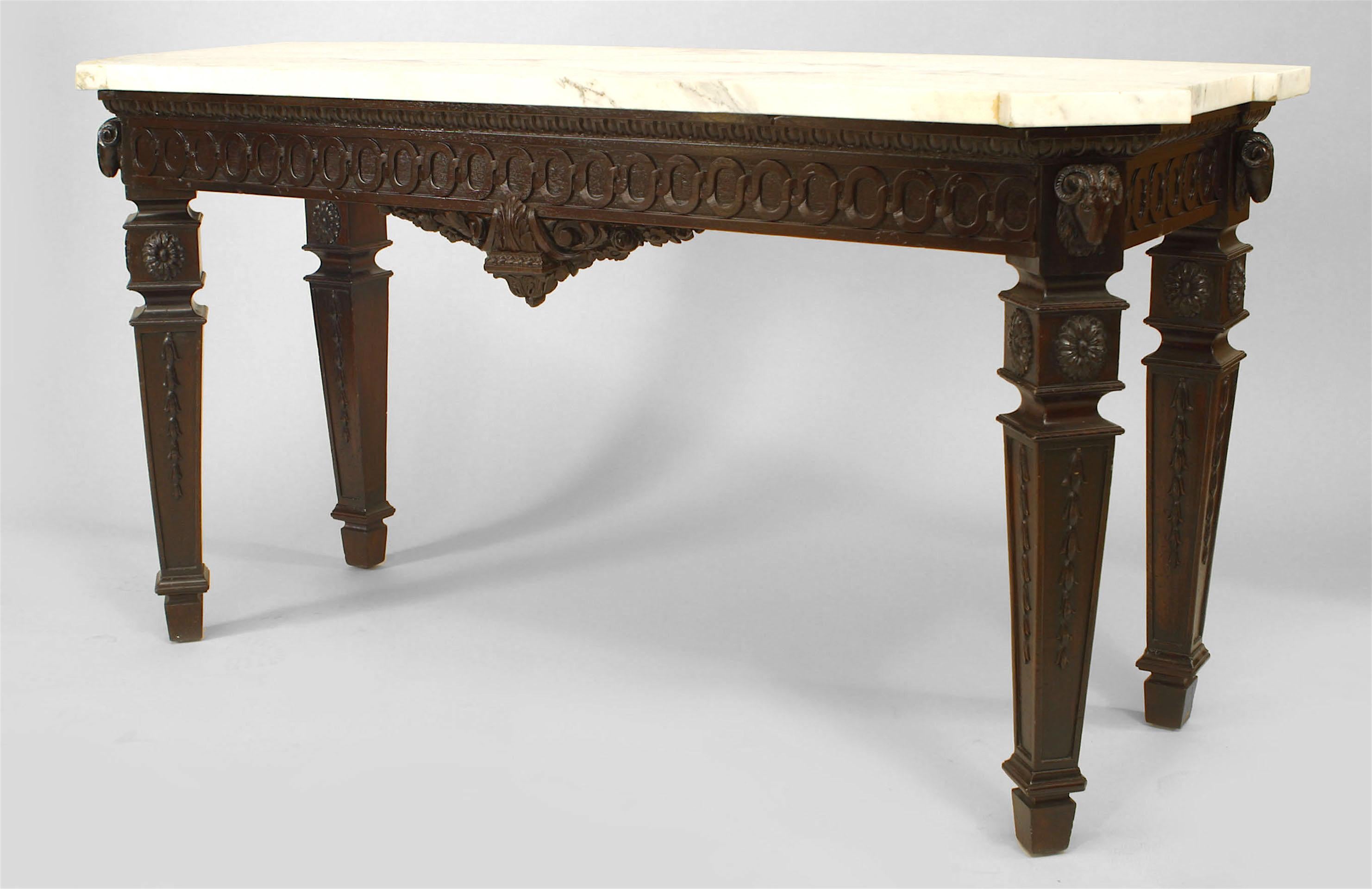 English Adam Mahogany and Marble Console Table For Sale