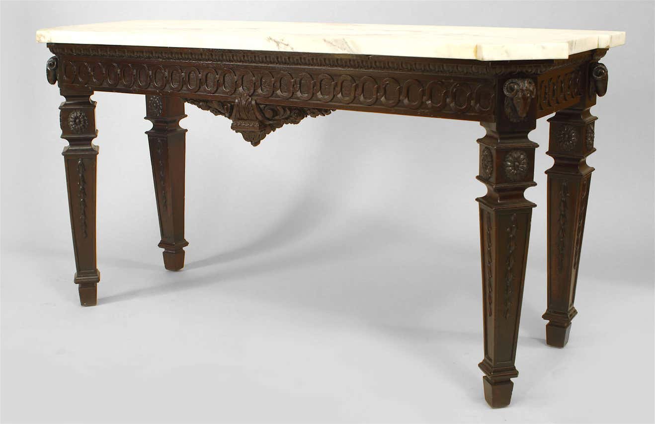 English Adam Mahogany and Marble Console Table For Sale at 1stDibs
