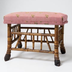 Siglo XIX Taburete / otomana con forma de raíz de bambú quemado del Aesthetic Movement inglés