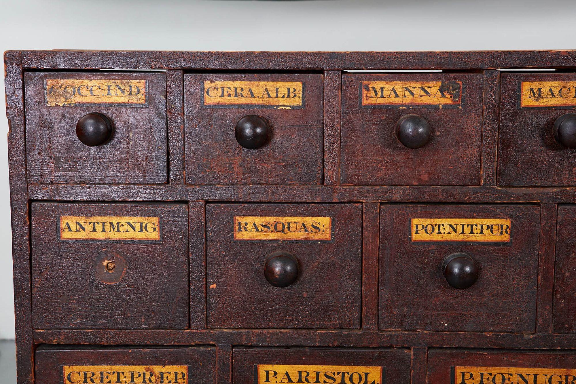 19th c. English Apothecary Cabinet In Good Condition In Greenwich, CT