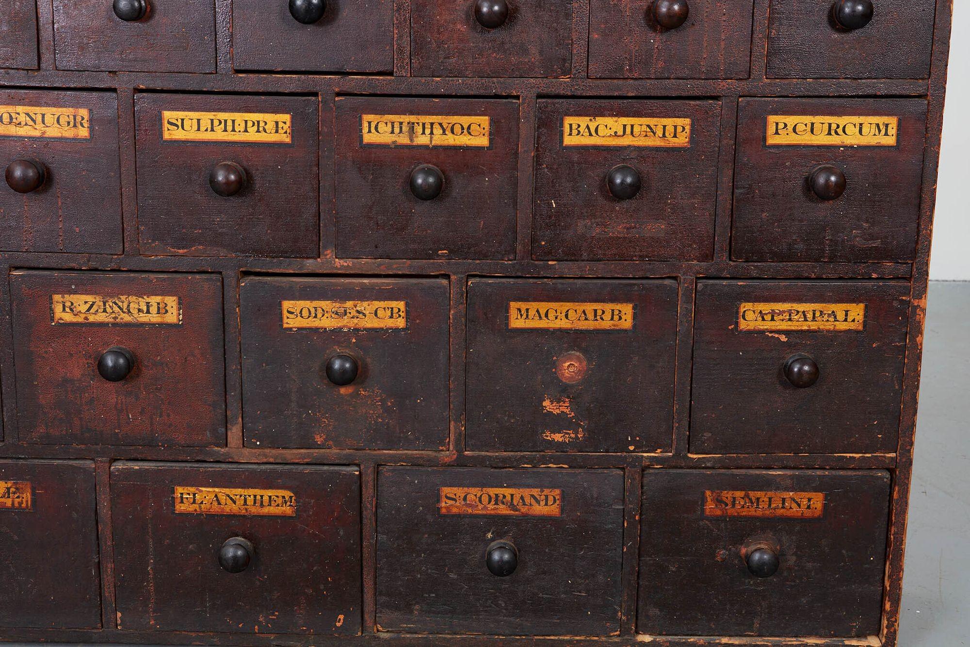 Pine 19th c. English Apothecary Cabinet