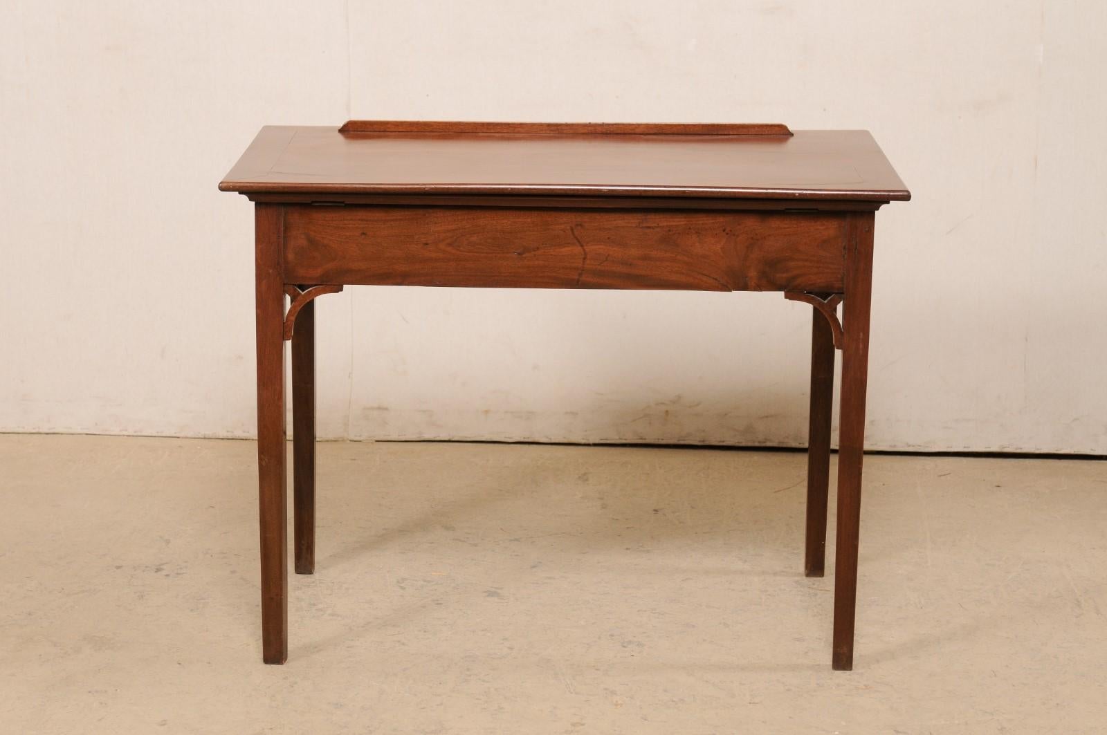 19th C. English Architect's Mahogany Desk w/Leather Writing Pad & Dual Tilt Top For Sale 4