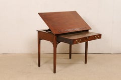 19th C. English Architect's Mahogany Desk w/Leather Writing Pad & Dual Tilt Top