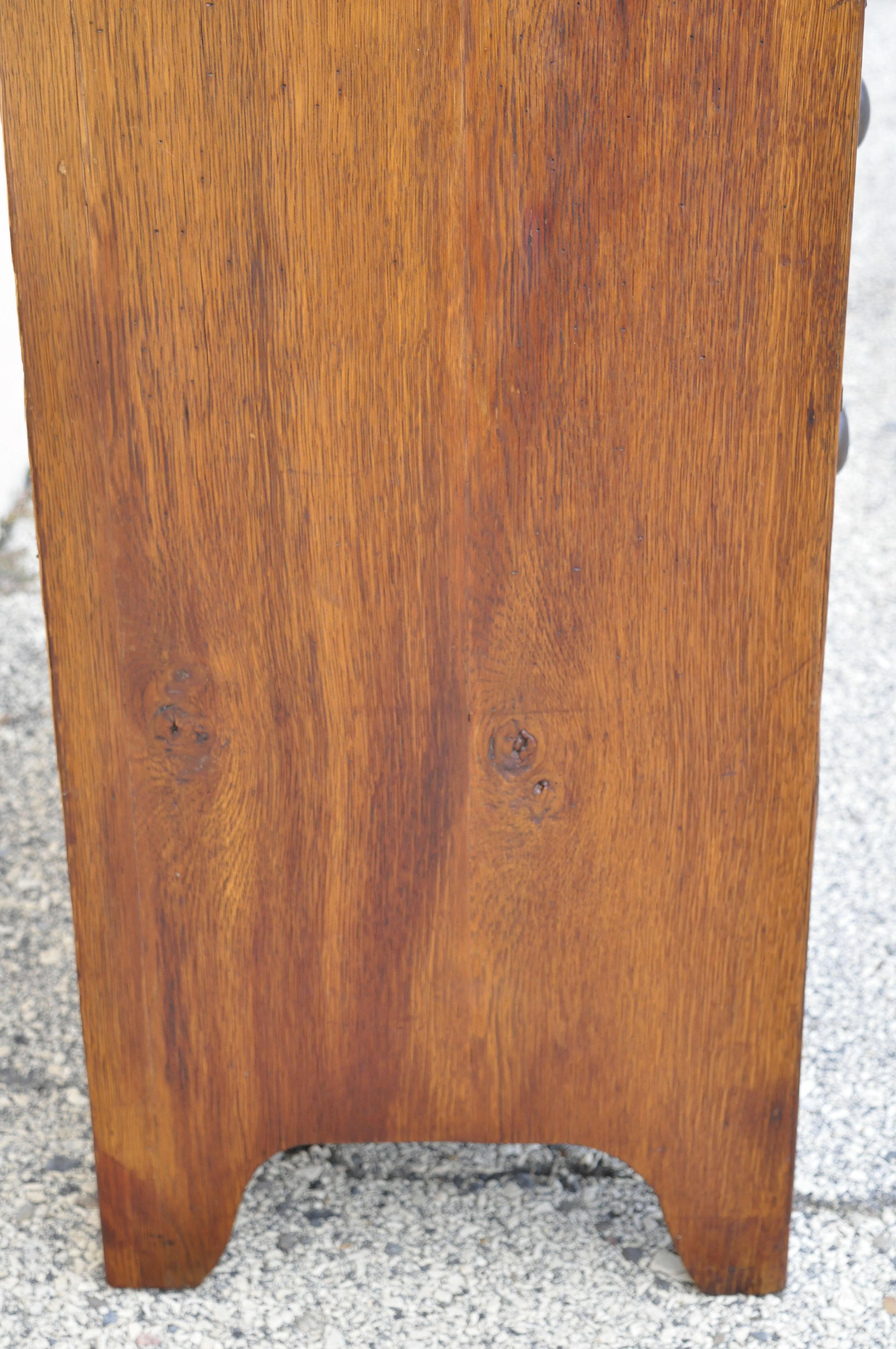 19th C. English Arts & Crafts Oak Wood Highboy Tall Chest Dresser 2