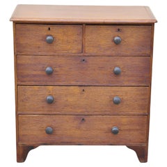 19th C. English Arts & Crafts Oak Wood Highboy Tall Chest Dresser
