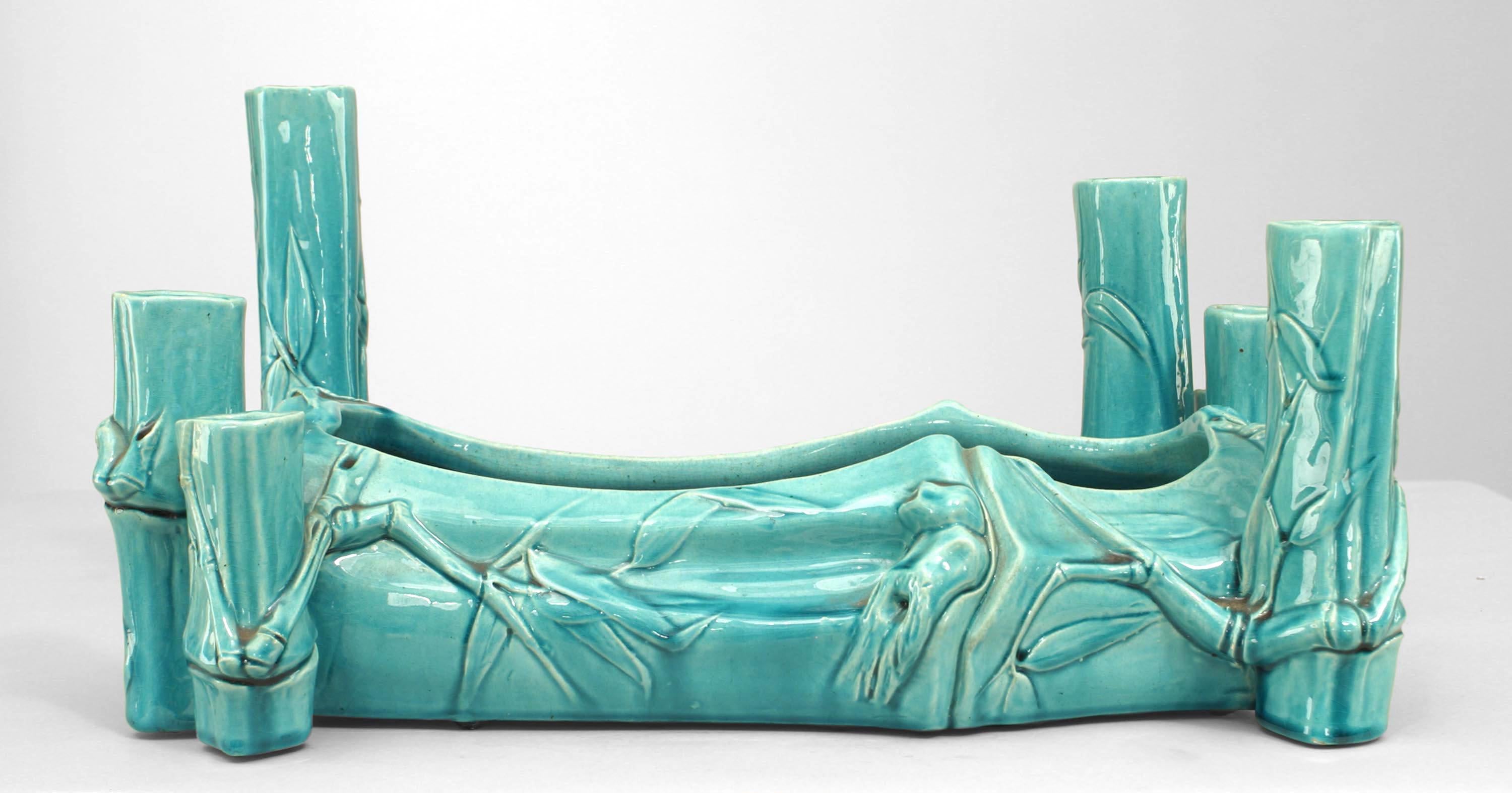 Victorien Centre de table en porcelaine turquoise de style victorien anglais en vente