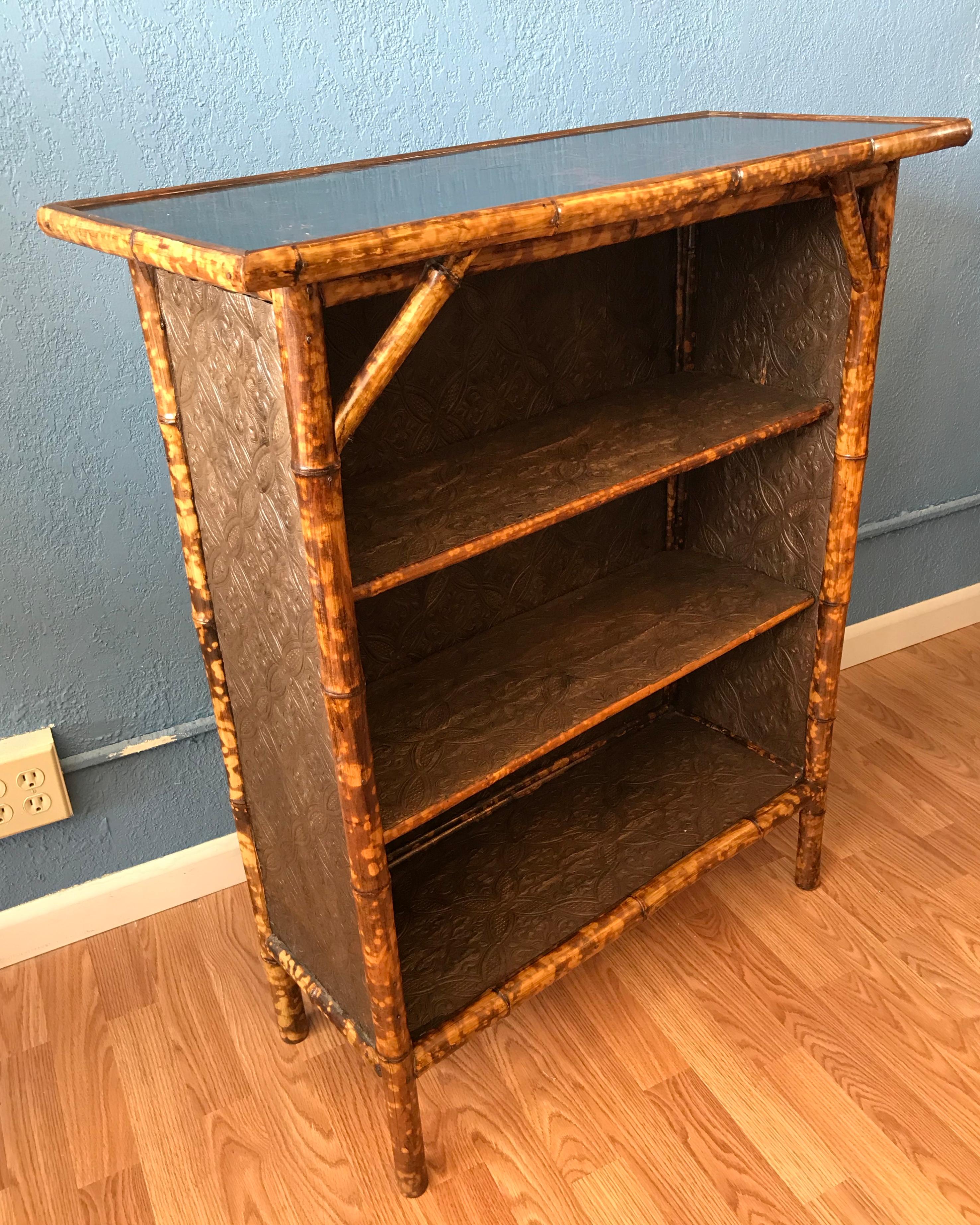 19th C English Bamboo Open Bookcase In Good Condition In West Palm Beach, FL