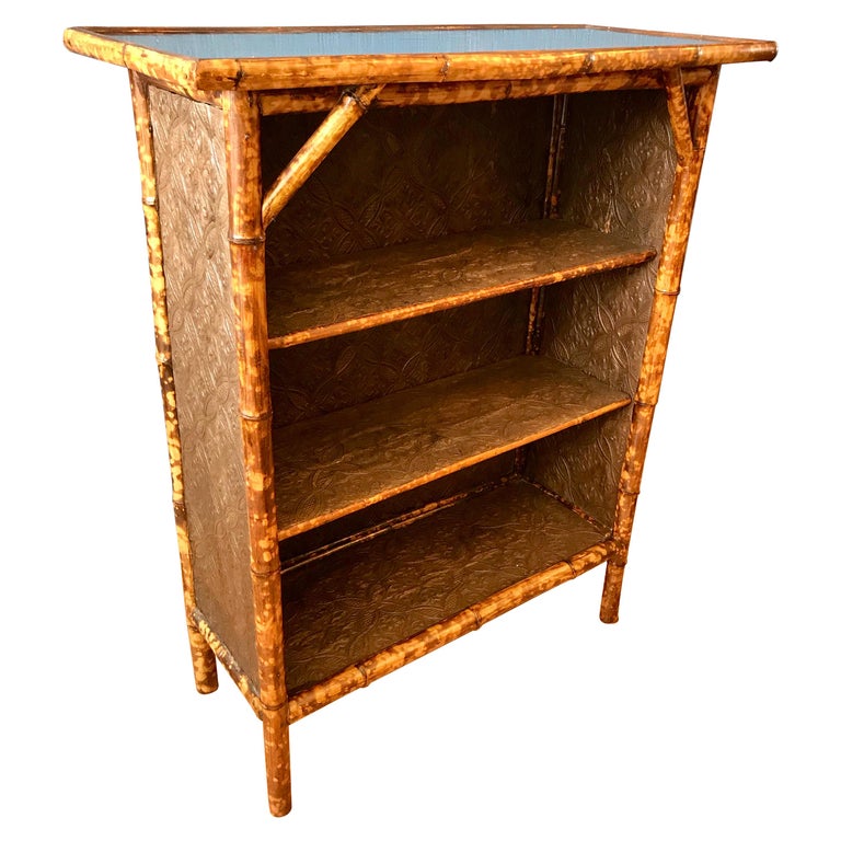 19th C English Bamboo Open Bookcase At, English Antique Bamboo Bookcase