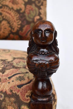 Panca a tortiglione in Oak Oak inglese William & Mary del 19° secolo