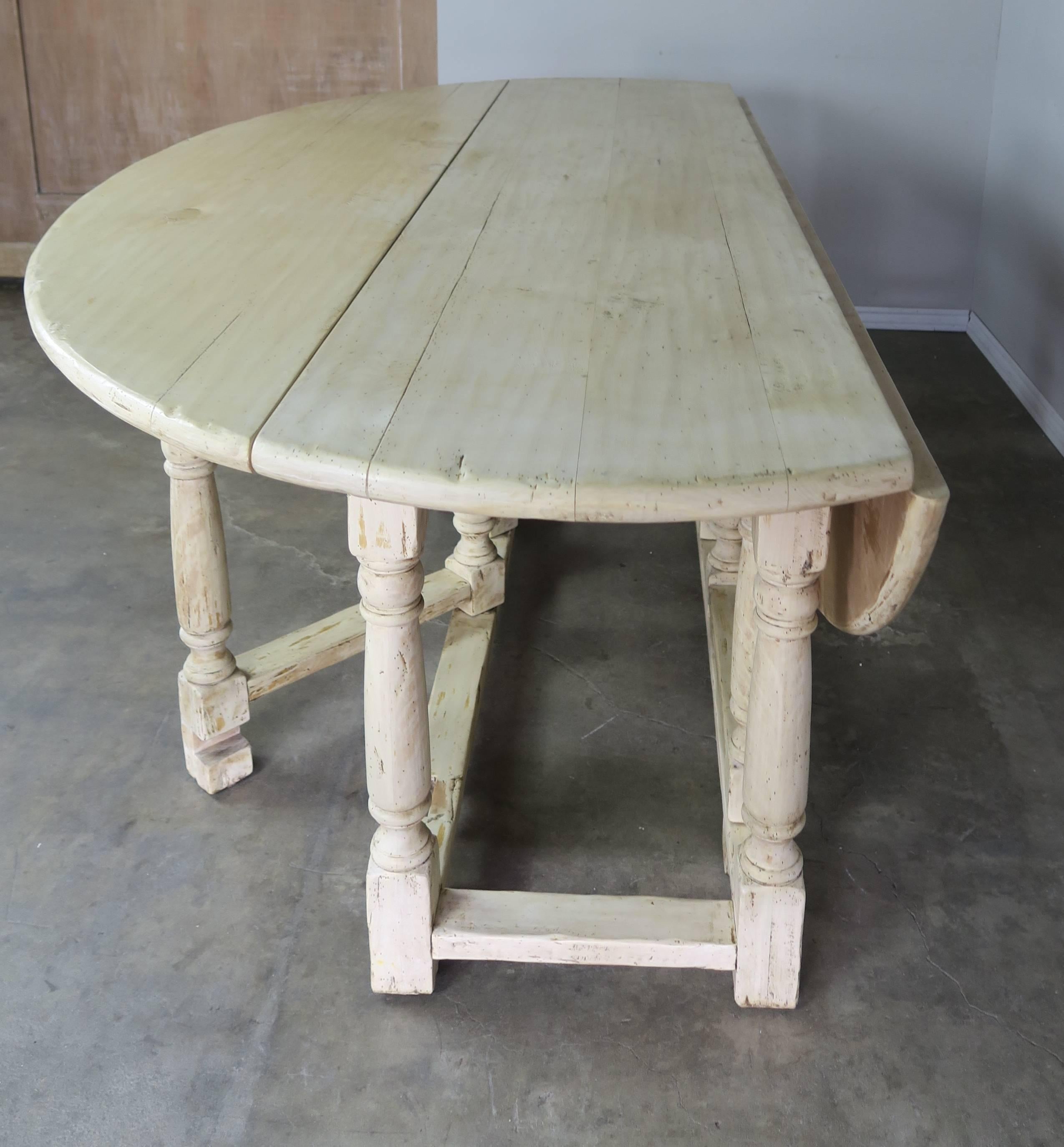 19th Century English Bleached Walnut Gateleg Table 4