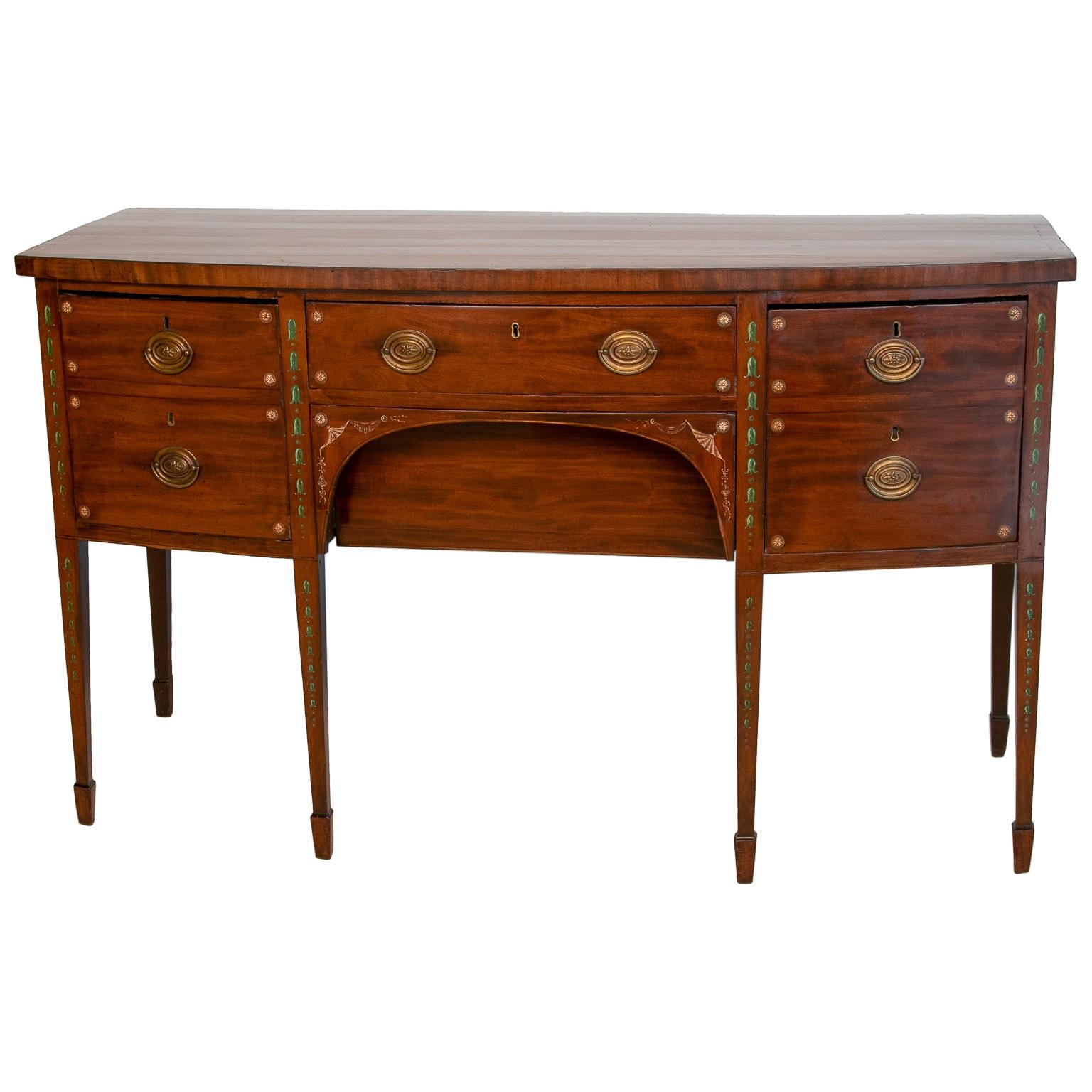 19th C. English Bow-Front Sideboard For Sale