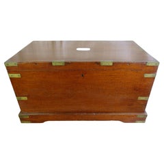 19th C. English Brass Bound Camphor Wood Campaign Trunk