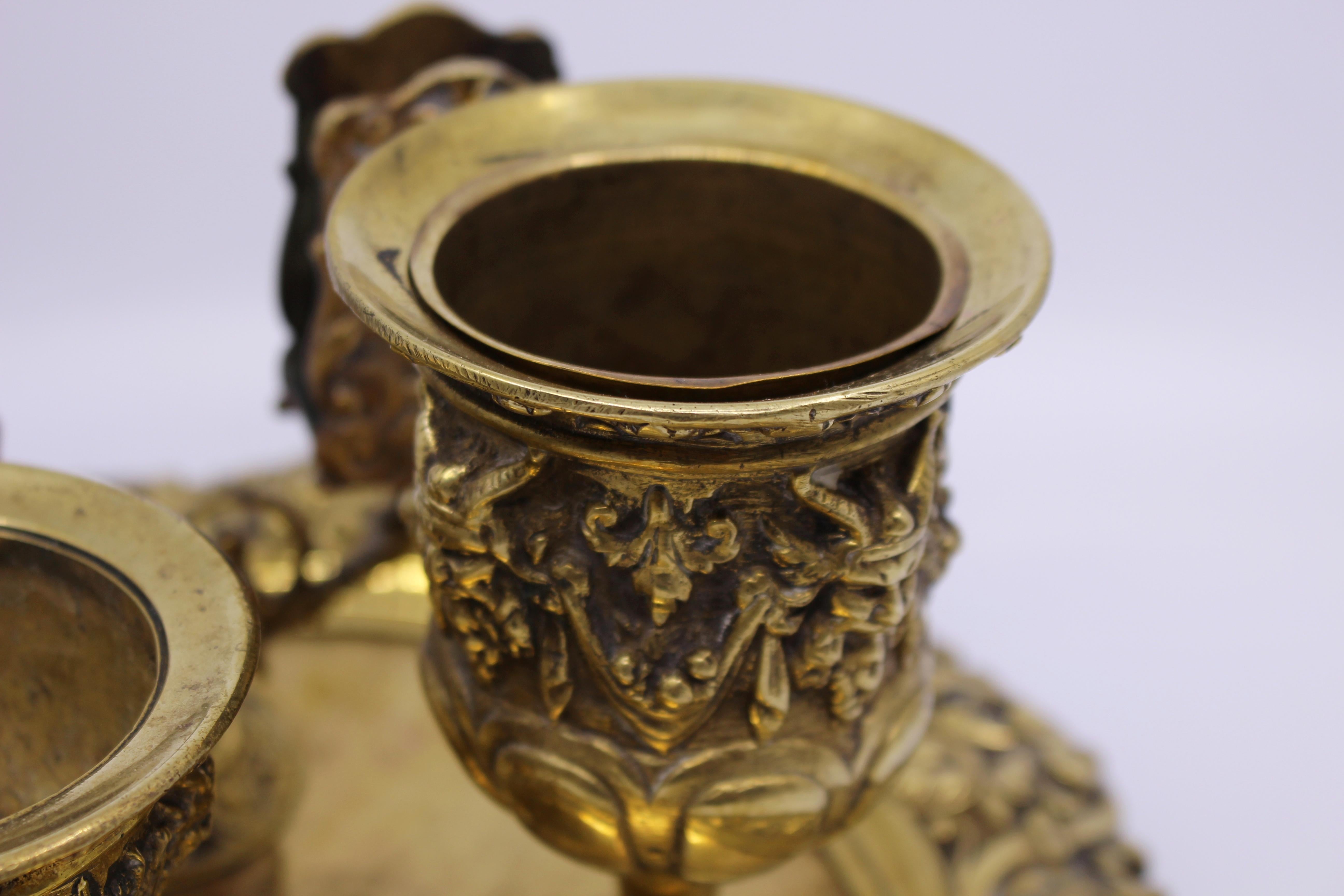 19th c. English Brass Inkwell & Writing Desk Set, c.1880 For Sale 3