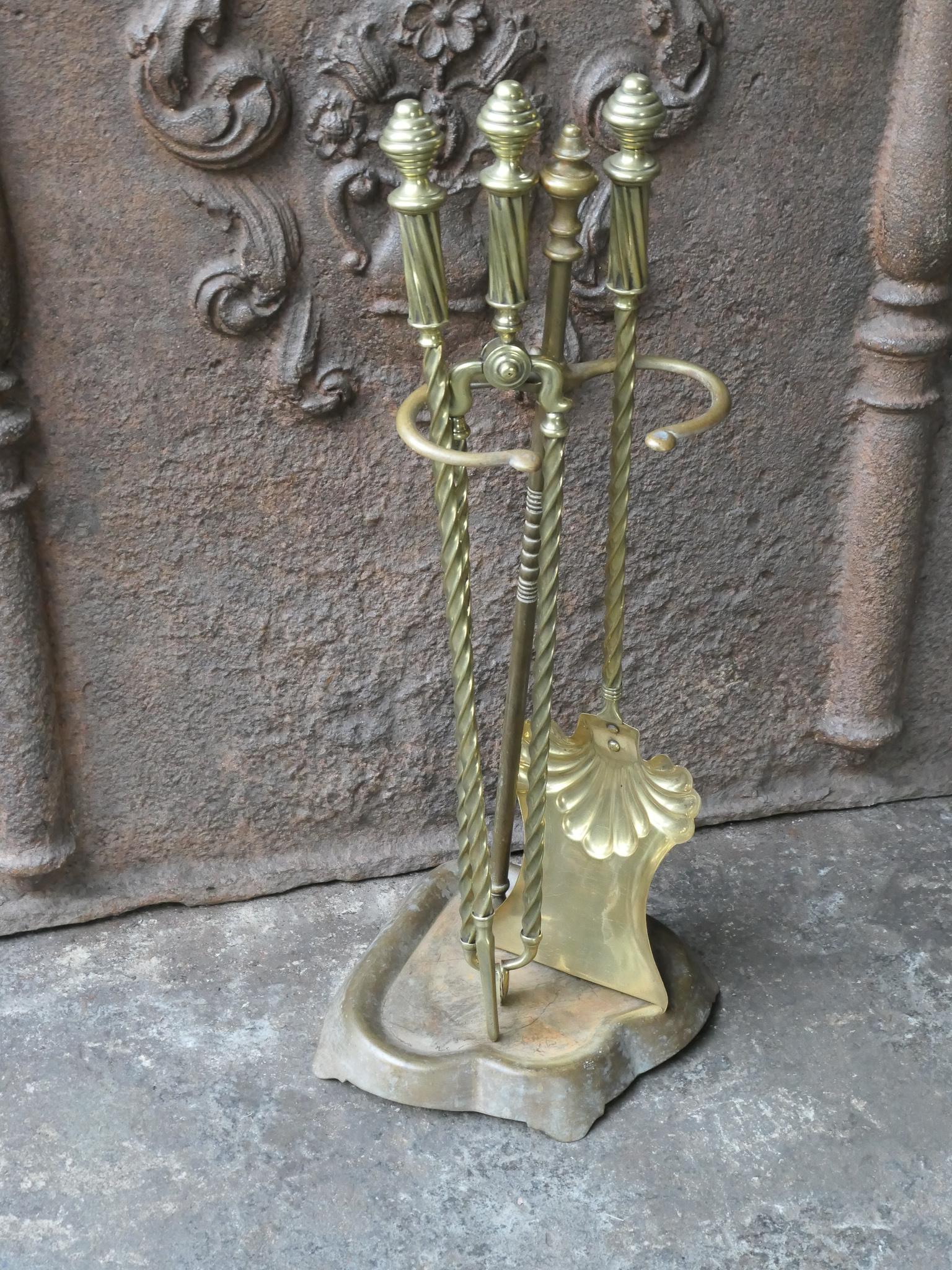 19th Century 19th C. English Brass Victorian Fireside Companion Set For Sale