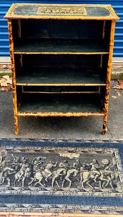 19th Century English Burnt Bamboo Neo+Classical Style Bookcase