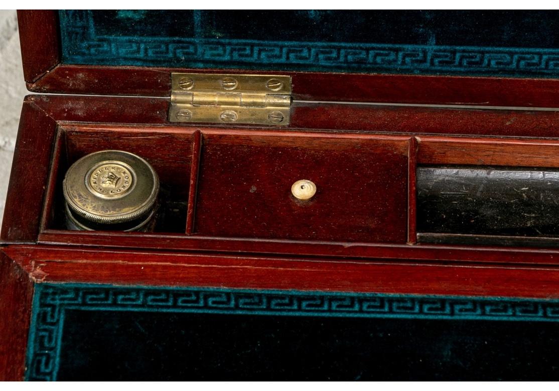 19th C. English Campaign Style Mahogany Travel Desk by G. Riddle, London For Sale 7