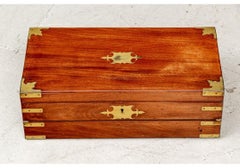 19th C. English Campaign Style Mahogany Travel Desk by G. Riddle, London