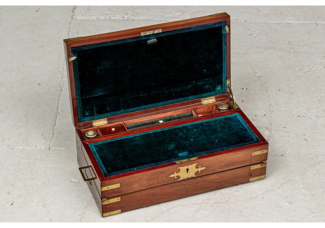 19th C. English Campaign Style Mahogany Travel Desk by G. Riddle, London For Sale 2