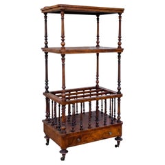 19th-C. English Carved Rosewood Etagere Music Stand Canterbury Magazine Rack