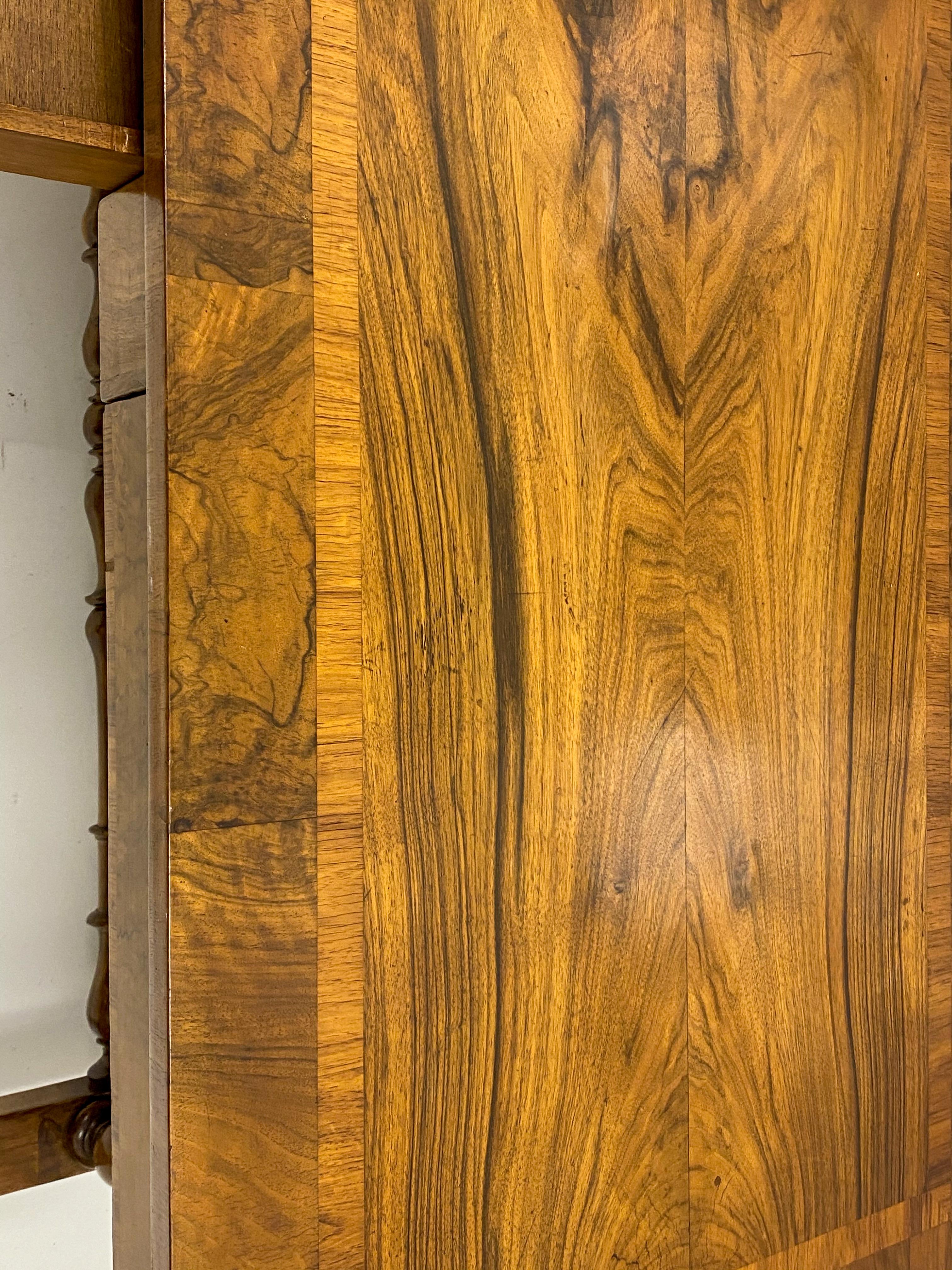 19th-C. English Carved Walnut Turned Leg Writing Desk Or Console Table In Good Condition In Kennesaw, GA