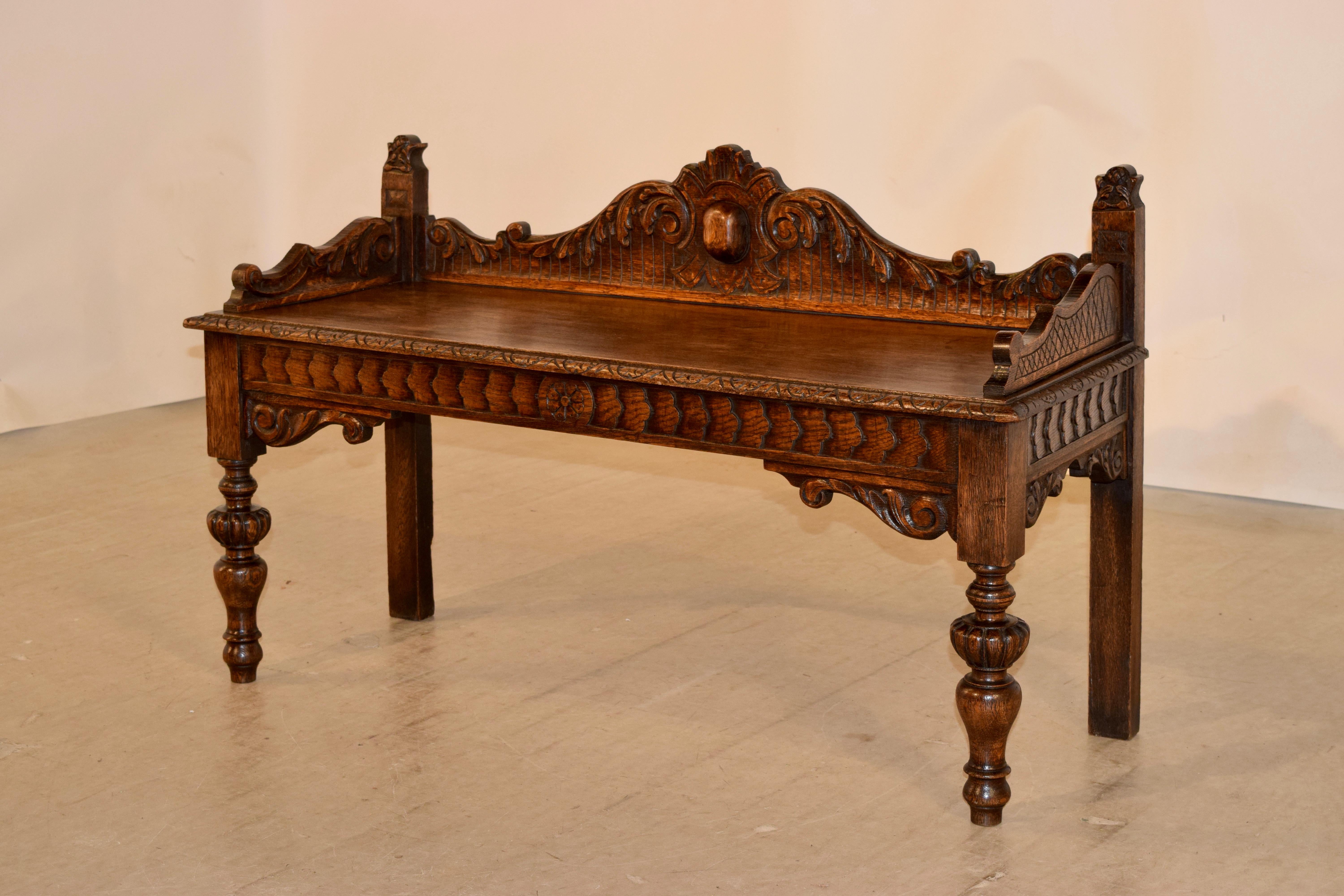 19th Century 19th C. English Carved Window Seat For Sale