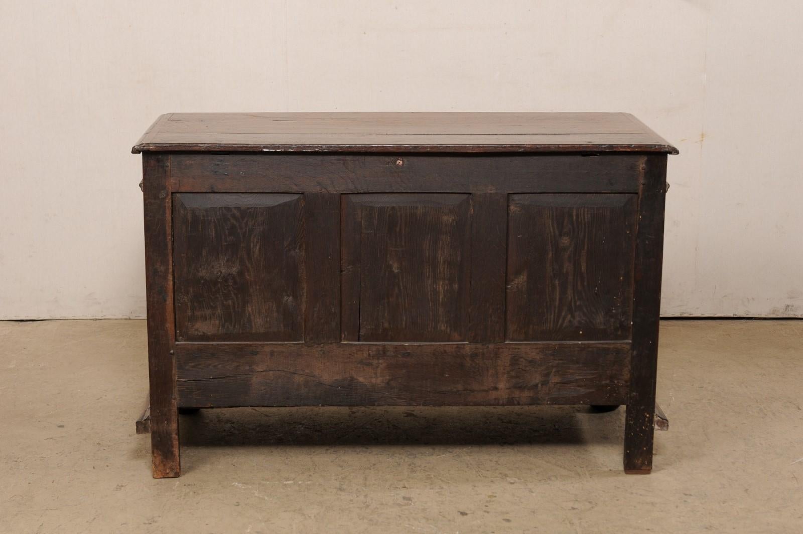 19th C. English Carved-Wood Blanket Chest w/Full Lower Drawer For Sale 4