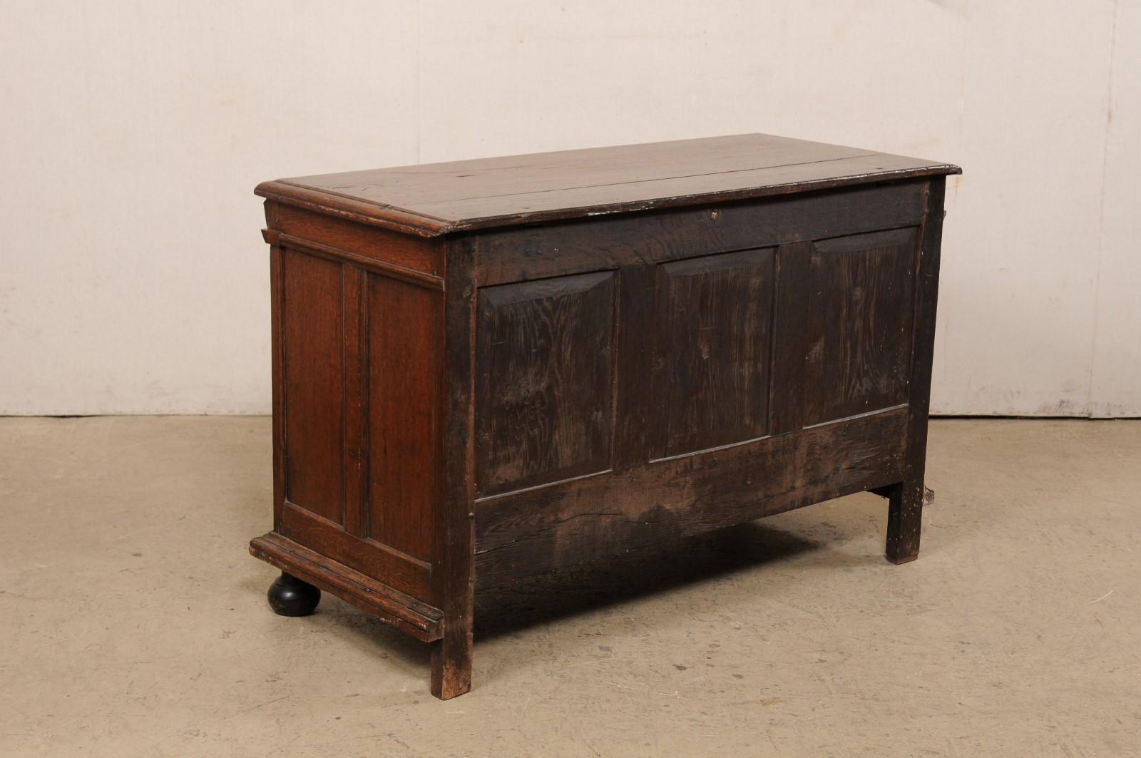 19th C. English Carved-Wood Blanket Chest w/Full Lower Drawer For Sale 5