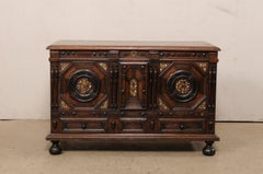 19th C. English Carved-Wood Blanket Chest w/Full Lower Drawer