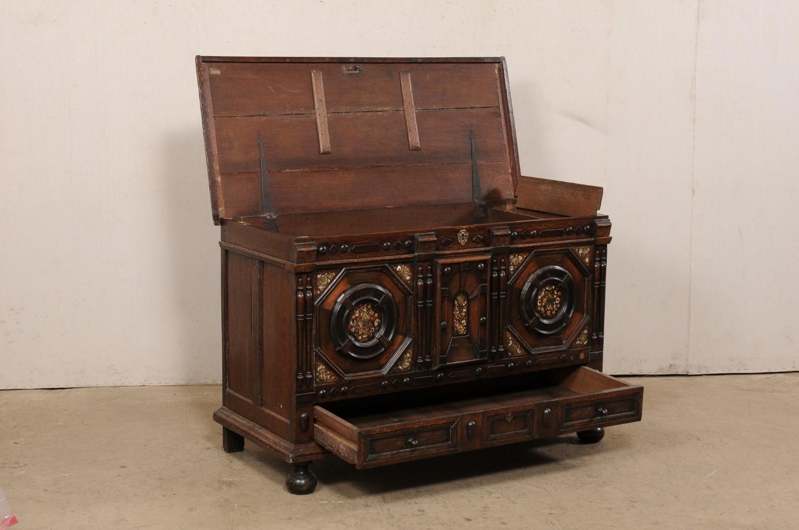 19th Century 19th C. English Carved-Wood Blanket Chest w/Full Lower Drawer For Sale