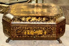19th c. English Chinoiserie Sewing Box
