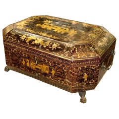 19th c. English Chinoiserie Sewing Box