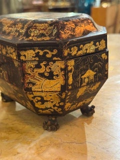 19th c. English Chinoiserie Tea Caddy