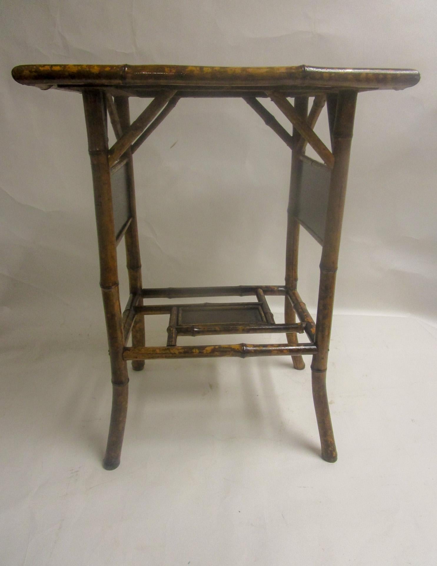 19th C English Chinoiserie Tiger Bamboo Table In Good Condition For Sale In Savannah, GA