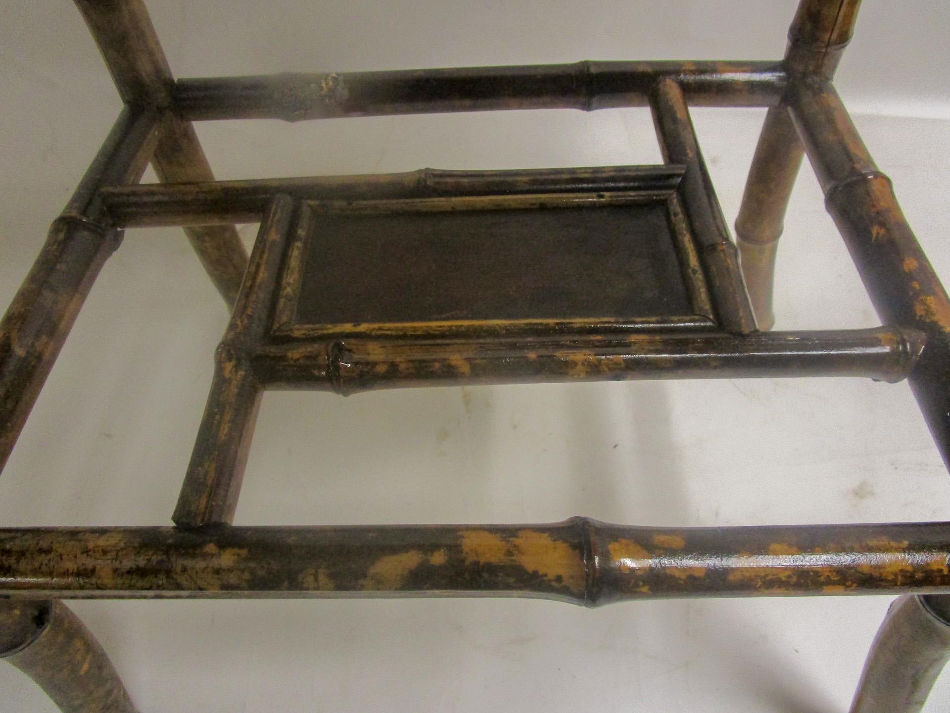 19th C English Chinoiserie Tiger Bamboo Table For Sale 1