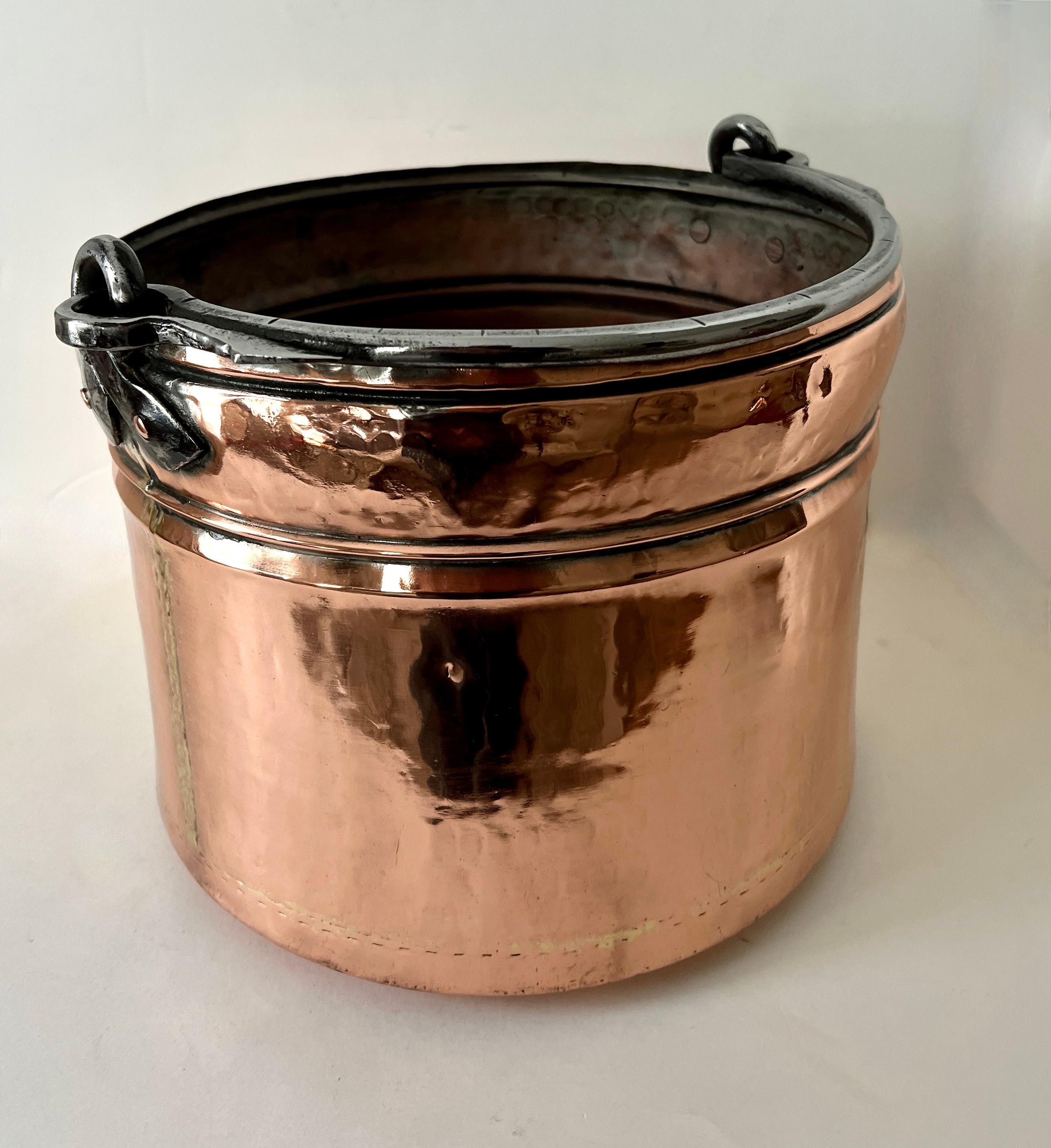 Patinated 19th C. English Copper Cooking Pot or Planter or Jardiniere  For Sale