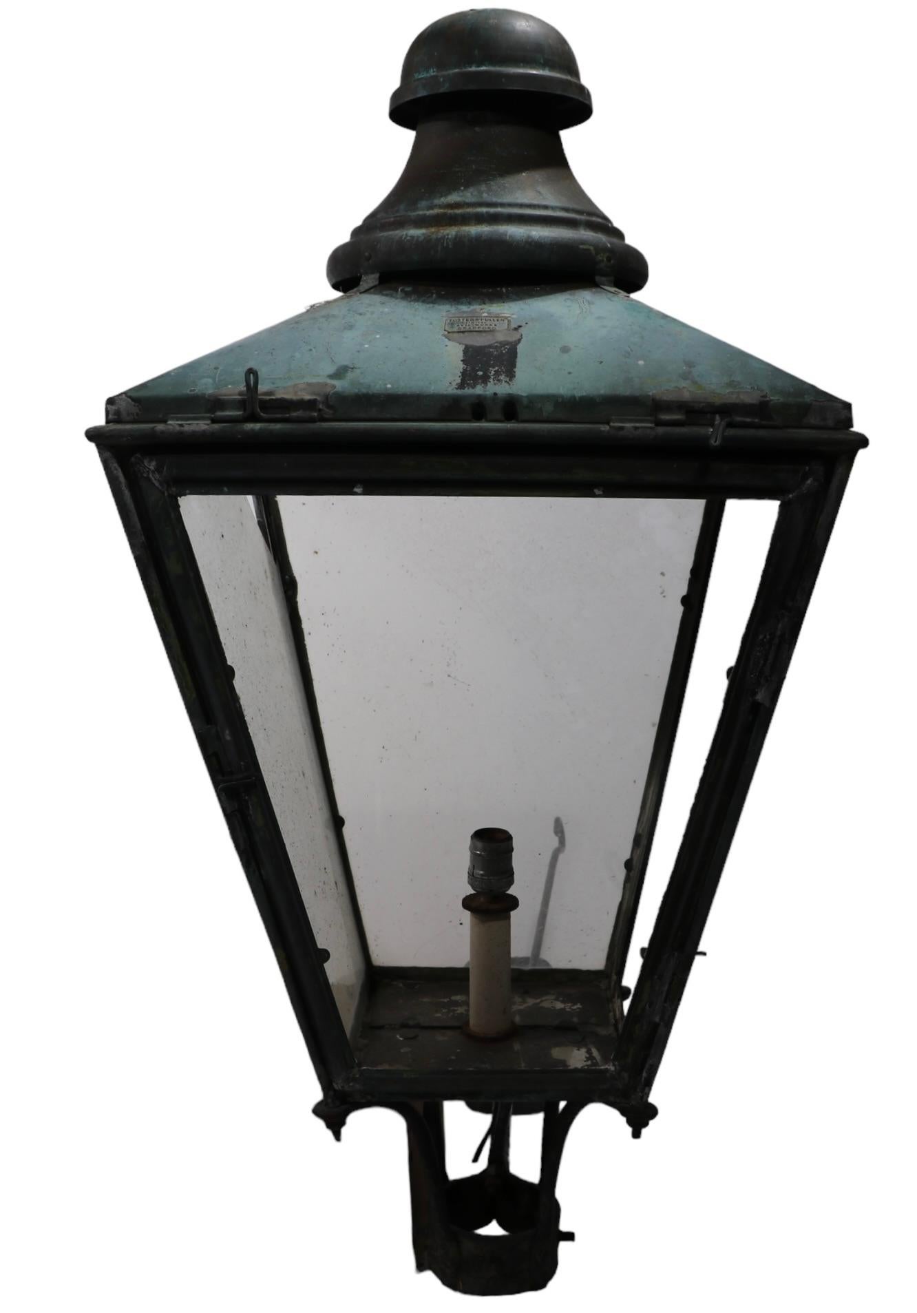 19th C English Copper Lantern Sconce by Foster & Pullen  For Sale 5