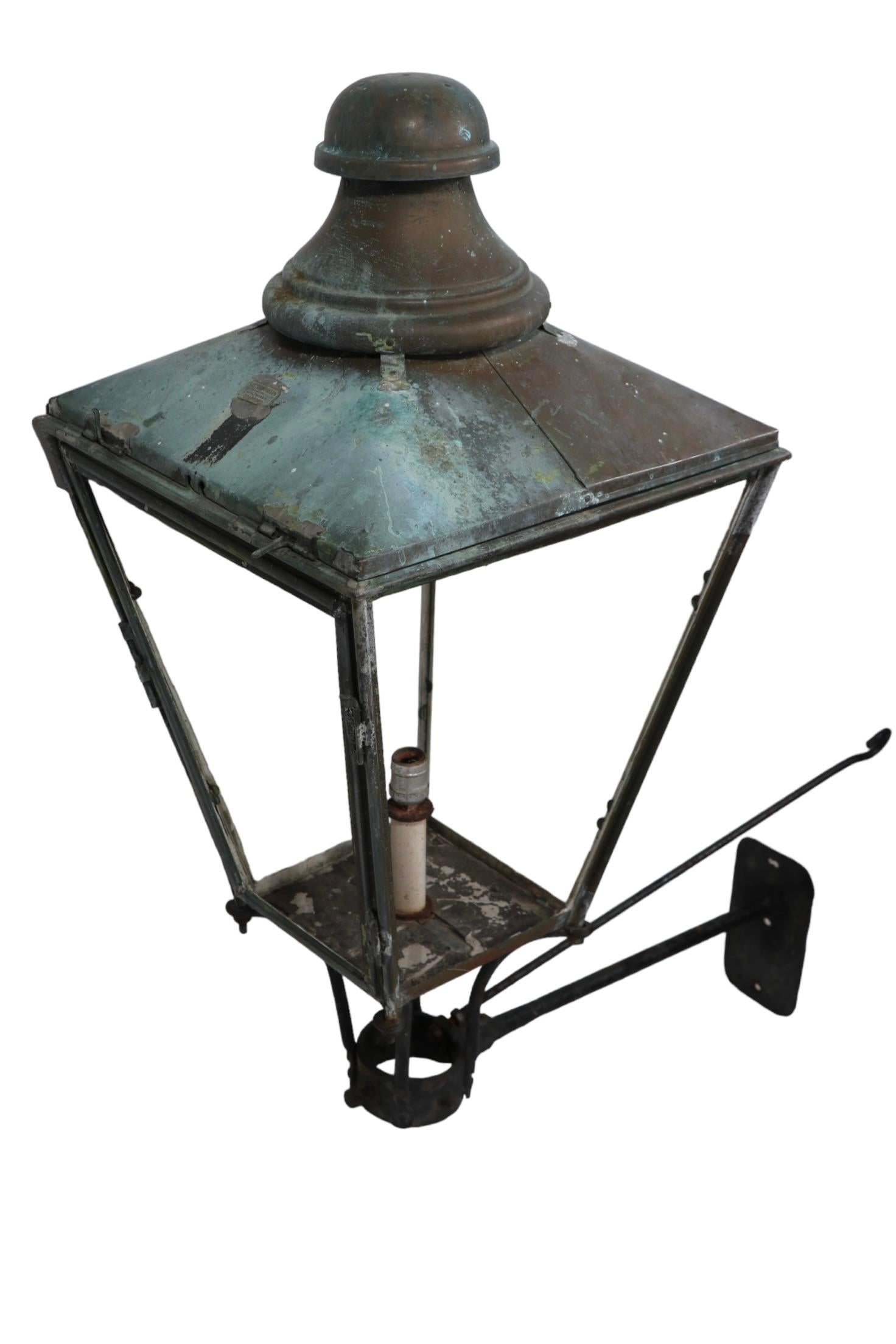 19th C English Copper Lantern Sconce by Foster & Pullen  In Fair Condition For Sale In New York, NY