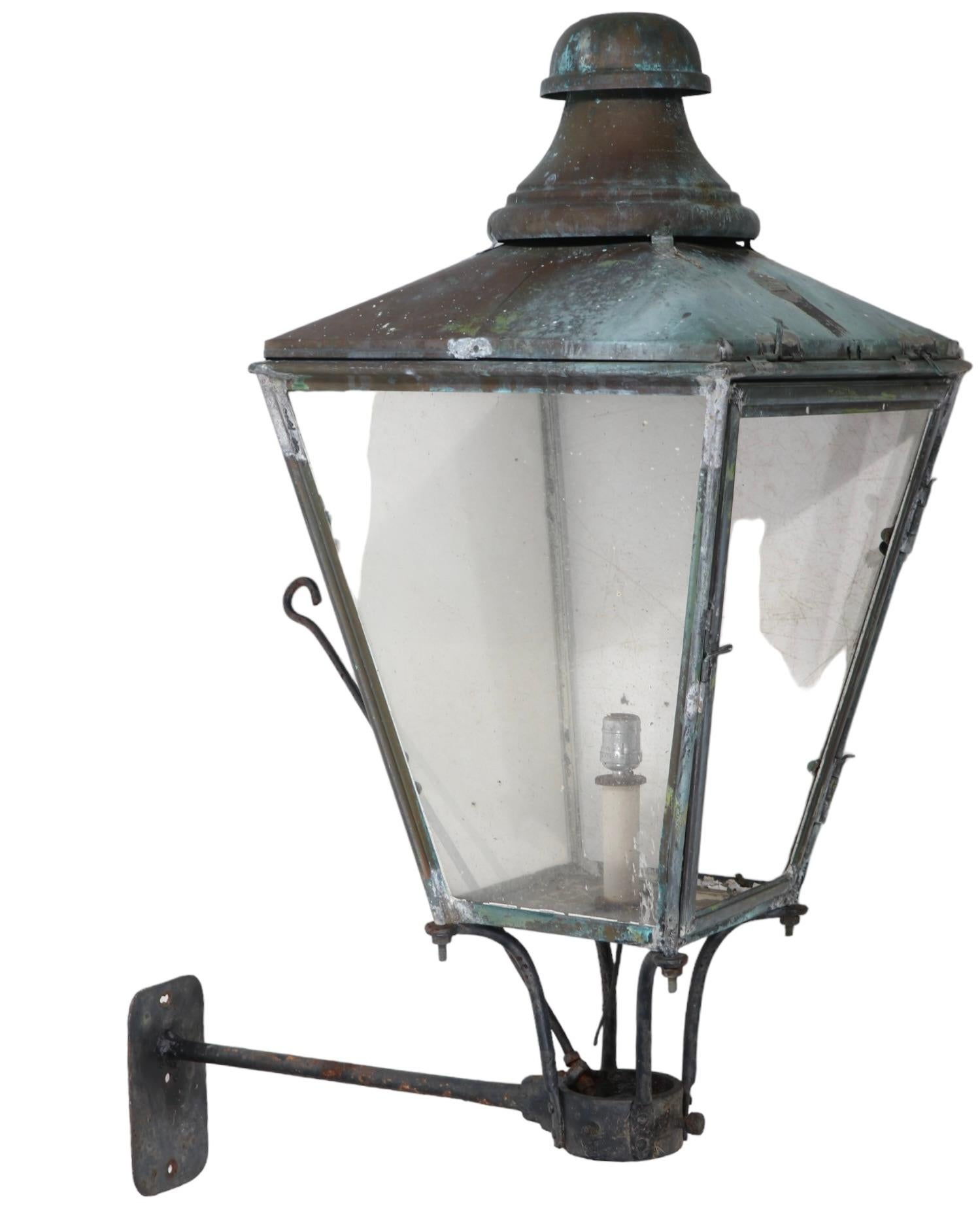 19th C English Copper Lantern Sconce by Foster & Pullen  For Sale 1