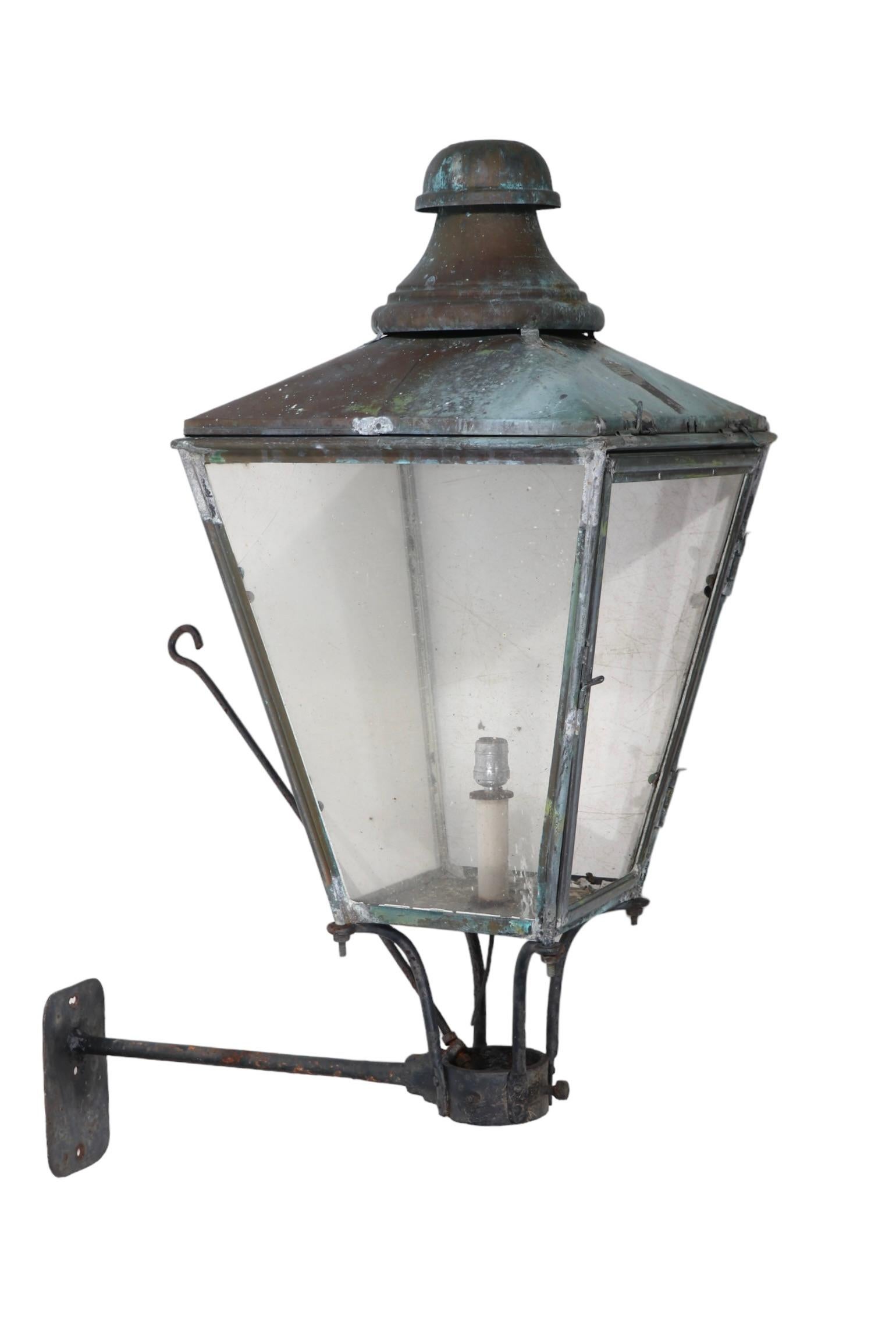 19th C English Copper Lantern Sconce by Foster & Pullen  For Sale 2