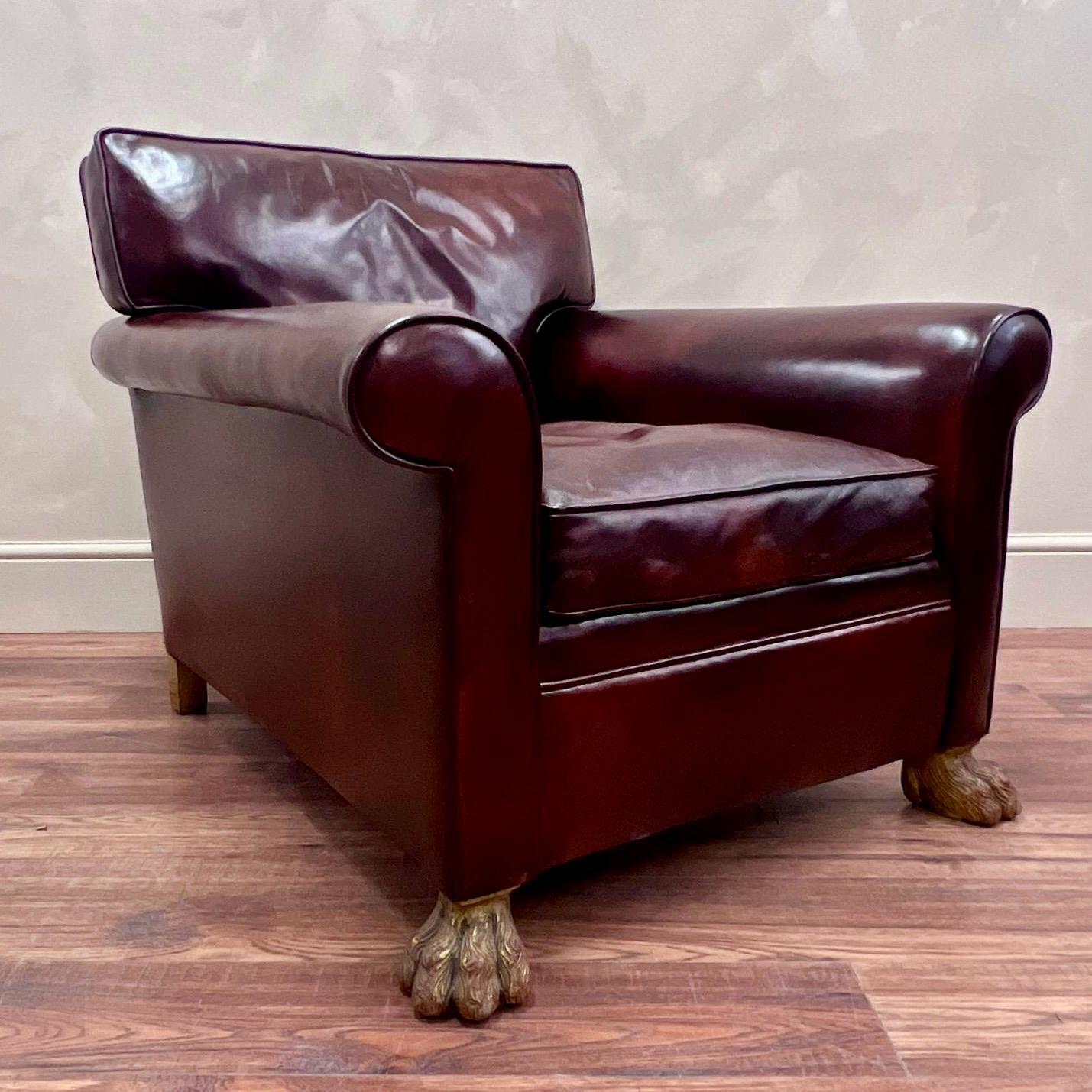 19th C English Deep Seated Leather Club Chair In Excellent Condition For Sale In Southampton, GB